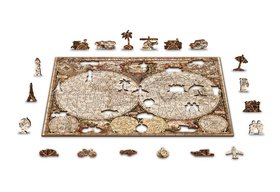 Puzzle drewniane 3D Antyczna mapa Antique World Map L