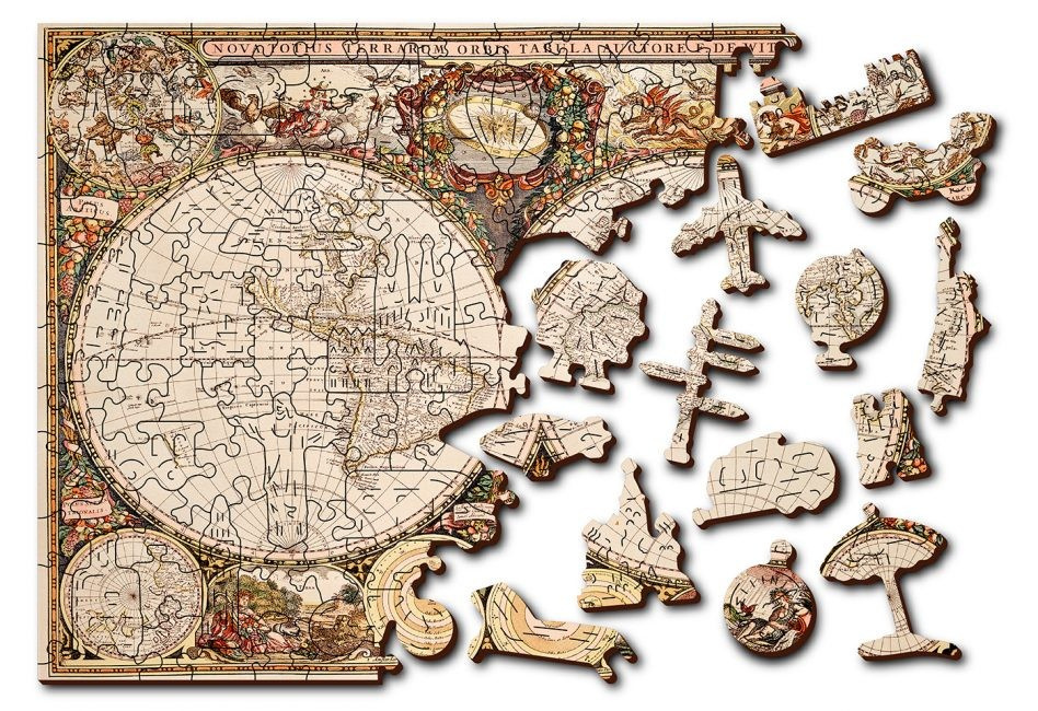 Puzzle drewniane 3D Antyczna mapa Antique World Map L