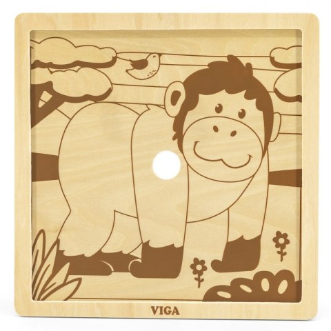 VIGA Poręczne Drewniane Puzzle Małpka 9 elementów VIGA Poręczne Drewniane Puzzle Małpka 9 elementów