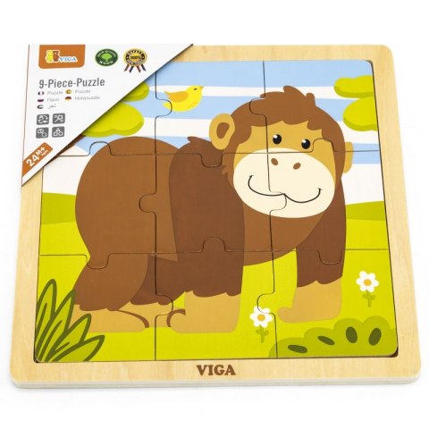 VIGA Poręczne Drewniane Puzzle Małpka 9 elementów VIGA Poręczne Drewniane Puzzle Małpka 9 elementów