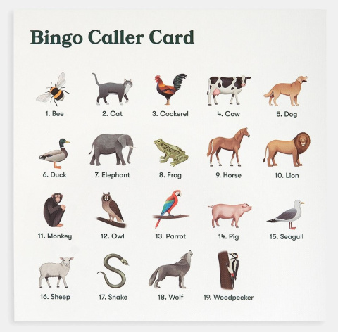 GRA ZWIERZĘCE BINGO, Relish. GRA ZWIERZĘCE BINGO, Relish.