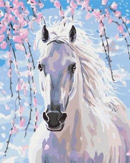 Obraz Paint it! Malowanie po numerach. Koń w kwiatach wiśni