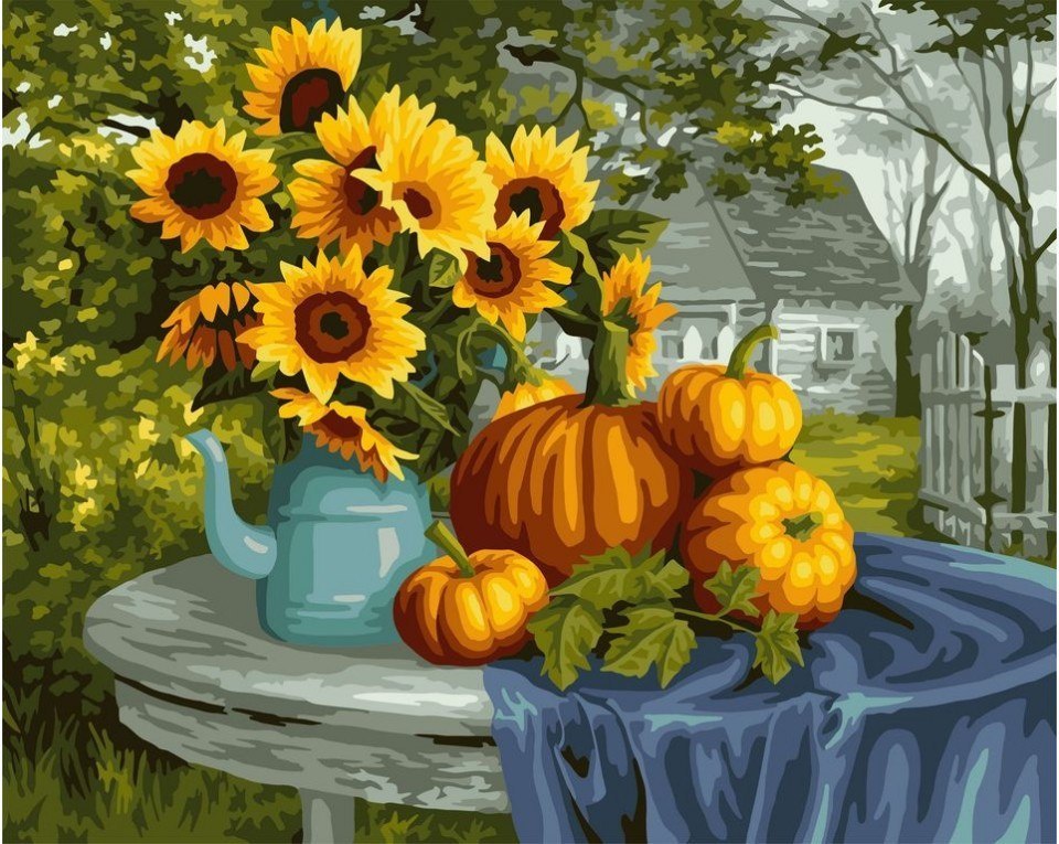 Terapia zajęciowa dla seniorów. Propozycje zajęć na jesień – Obraz malowanie po numerach Bukiet