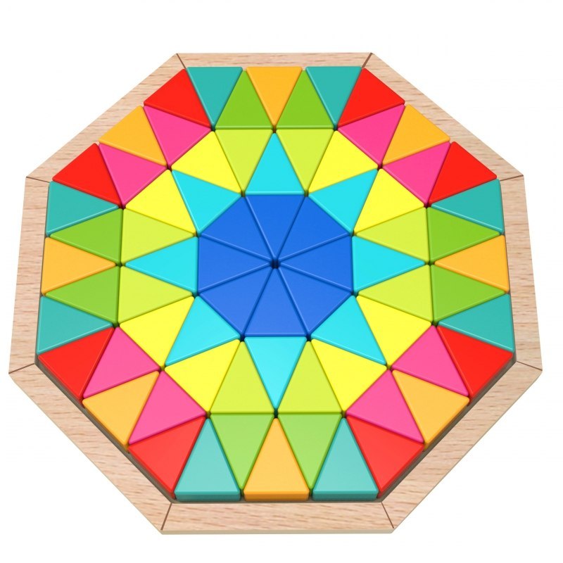 Puzzle dla seniorów z demencją – Puzzle Ośmiokątne Drewniana Mozaika Edukacyjna