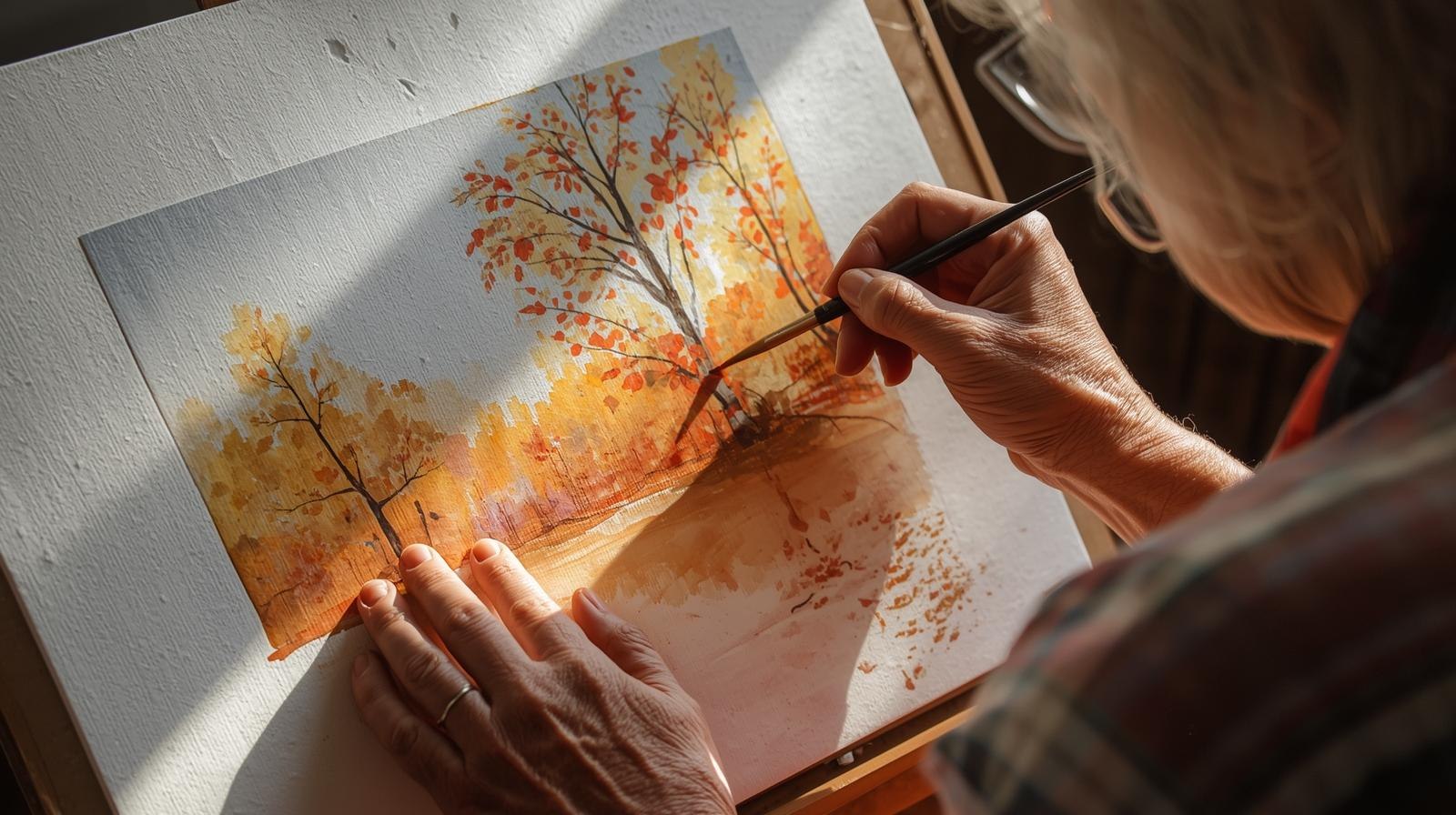 Jesienne zajęcia plastyczne dla senior&oacute;w &ndash; pomysły akwarele